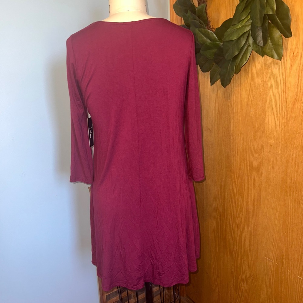 Lulus Women's Burgundy Red Casual Tunic Dress Long Sleeve Pockets Size L New NWT - Picture 4 of 9